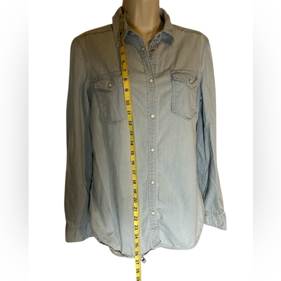 Ryan Michaels lightweight chambray denim shirt with southwest pattern size M - Picture 4 of 7